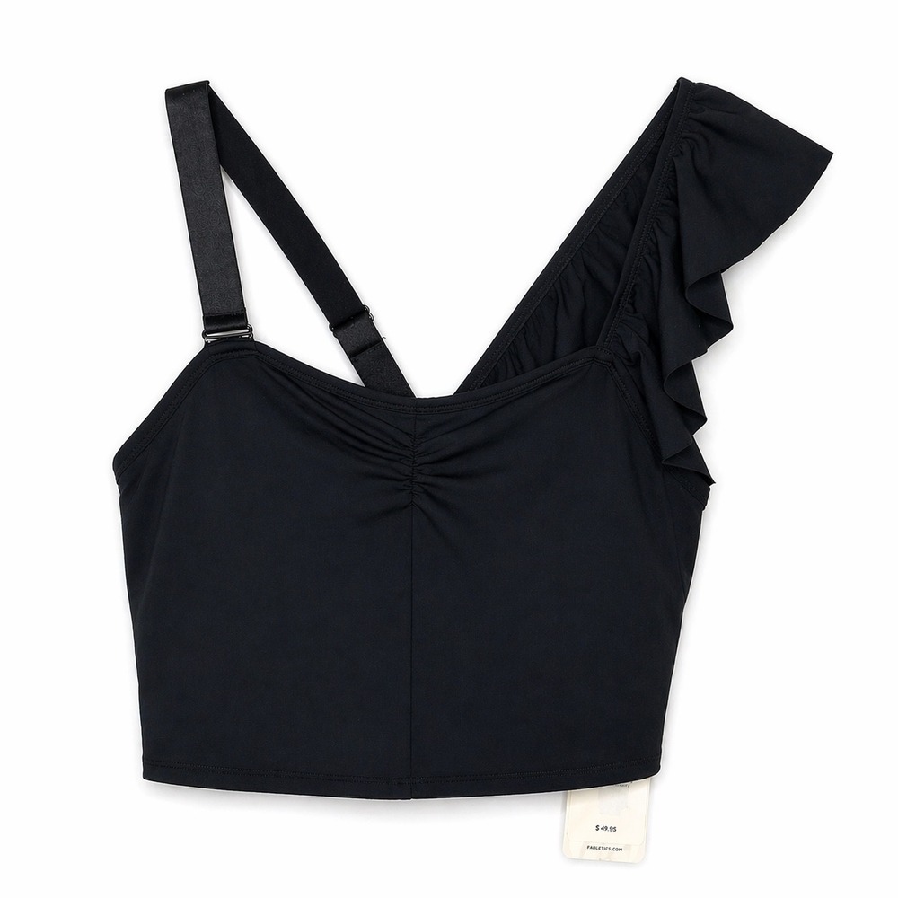 Fabletics Asymmetrical Ruffle Sports Bra Black NWT Plus Size‎ 1X